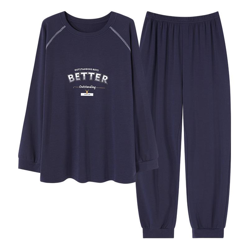 Pajamas Men'S Spring And Autumn Cotton Long Sleeves Long Pants Young And Young Large Size Cotton Casual Loungewear Set