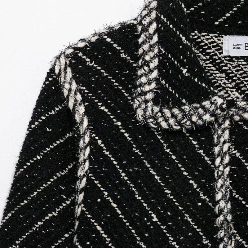 Kaslead New Arrival Women's Clothing Fashion Style Patchwork Lapel Knitting Jacket with Skirt 9874114 9874116