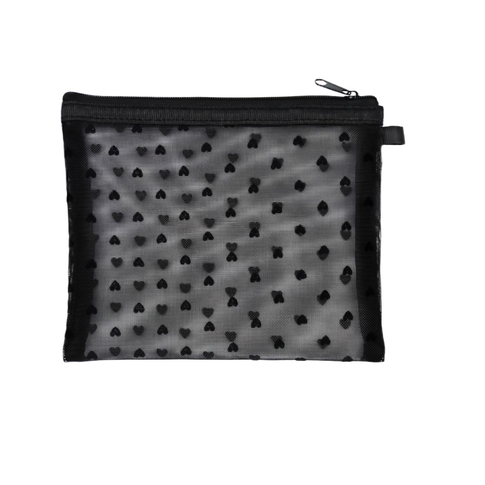 

Mesh Cosmetic Bag Medium Size Portable Makeup Storage Organizer Travel Toiletry Pouch with Zipper Closure for Daily Use one size чёрный