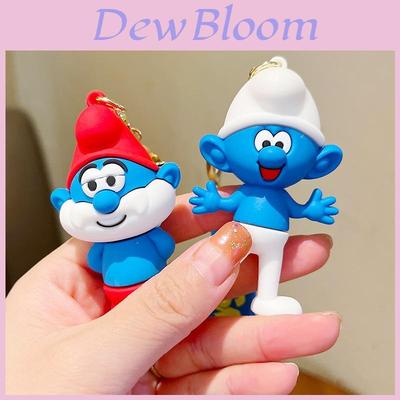 Vibrant Smurfs Papa Jokey Smurf Smurfette Silicone Keychain Durable Flexible Toy