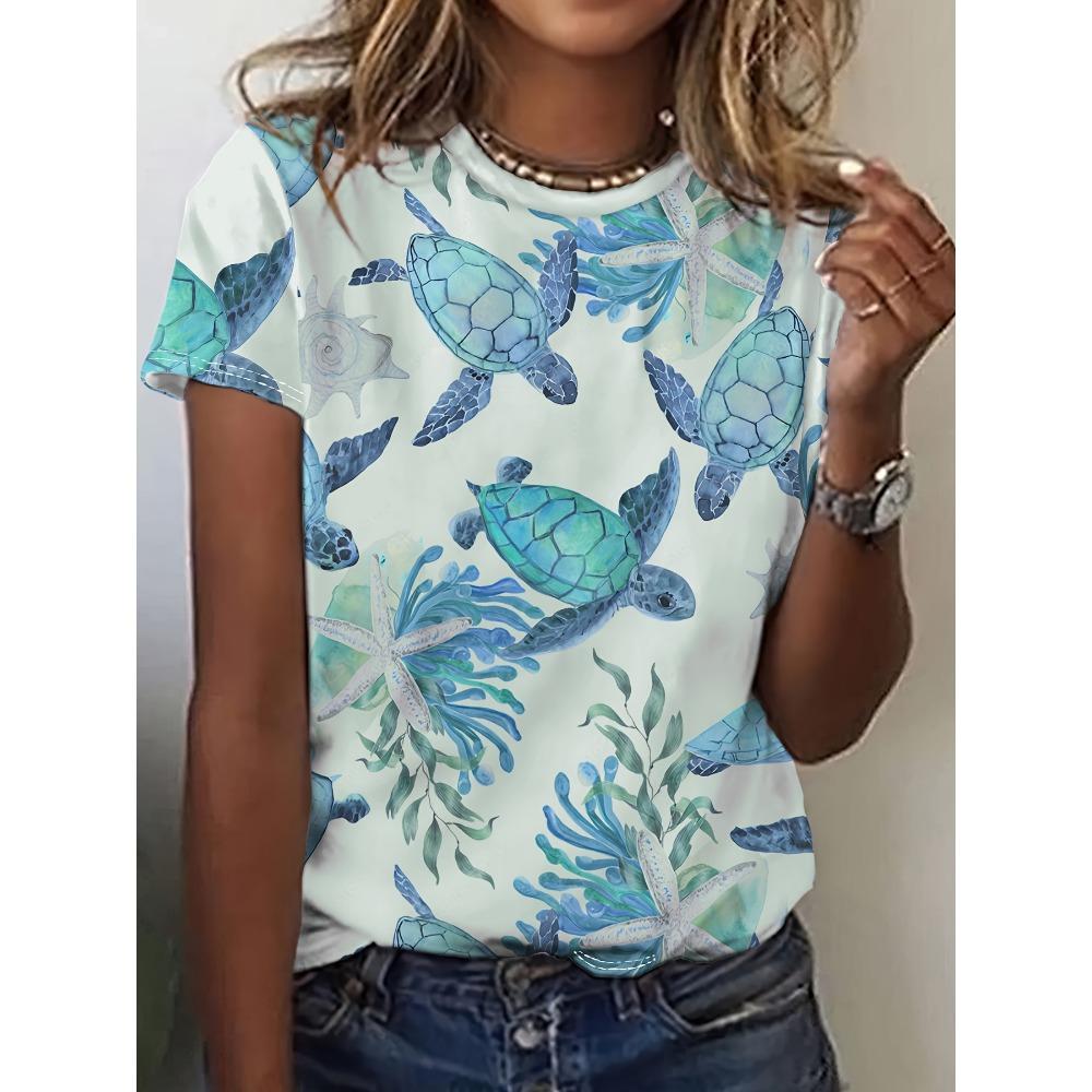 Cartoon animals funny women's T-shirt cartoon characters cute 3d printing T-shirt casual short-sleeved top