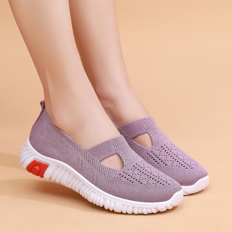 Fashion Summer Sneakers Women Casual Shoes Mesh Soft Loafers Bottom Walking Shoes Mom Light Comfortable Footwear Flat Women Shoes