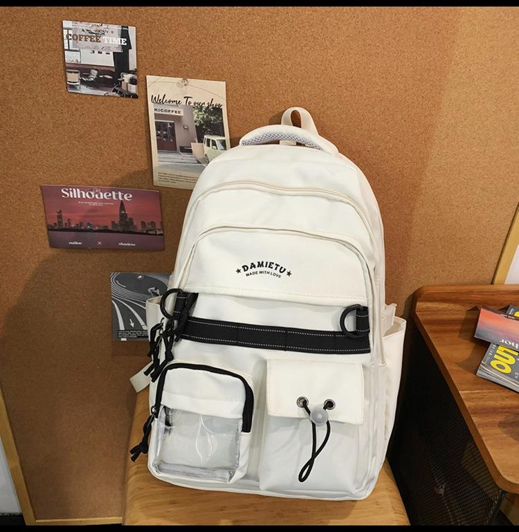 

Middle school student schoolbag new large-capacity leisure travel couple backpack trendy fashion nylon backpack