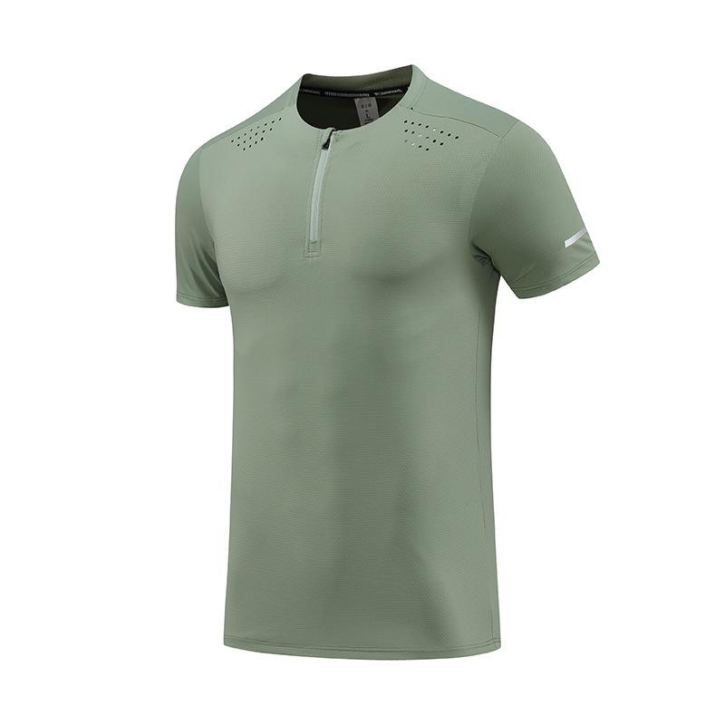 Sport-T-Shirt Halber Reißverschluss Fitnesskleidung Herren Basketball Trainingskleidung Laufen Atmungsaktive Kleidung Kurzarm-T-Shirt Schnelltrocknend