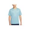 Nike Printed Logo Striped Crew Neck Straight Cut Quick-Dry Short Sleeve T-Shirt Men Tops Blue AJ7566-494