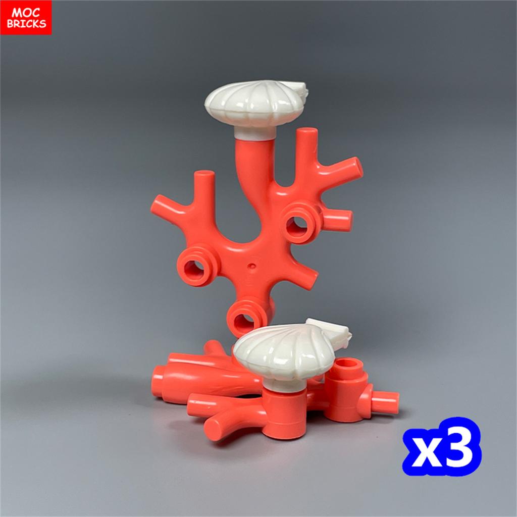 MOC Bricks Ocean Animal Plant Coral Sea Scene Shark Octopus Manta Fish Clownfish Building Blocks Toys Children Gift