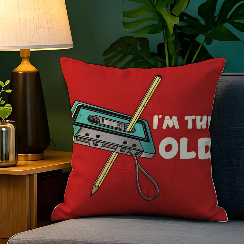 Pop Art Retro Cassetteband Kussensloop Natuurlijk Linnen Kussensloop Dubbelzijdig Decor Bank Kussensloop Woondecoratie