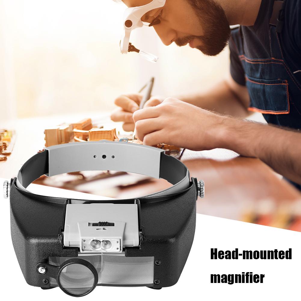 LED Light Magnifying Glasses 1.5x 3x 8.5x 10x Headband Magnifier Lightweight Adjustable Band Watch Repair Supplies