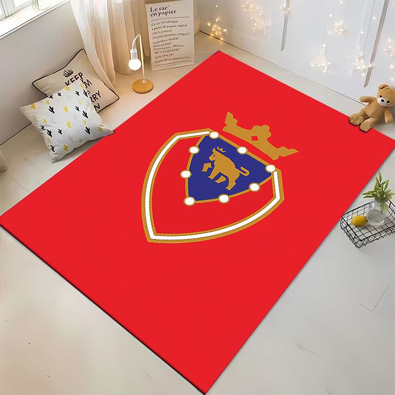 Red Royal Crest Carpet Design Suitable As a Non-slip Mat for the Living Room or Bedroom Sofa