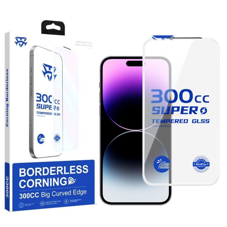 300CC Large Arc Antistatic Borderless Corning Gorilla HD 9H+ Tempered Glass Screen Protector, Retail Package
