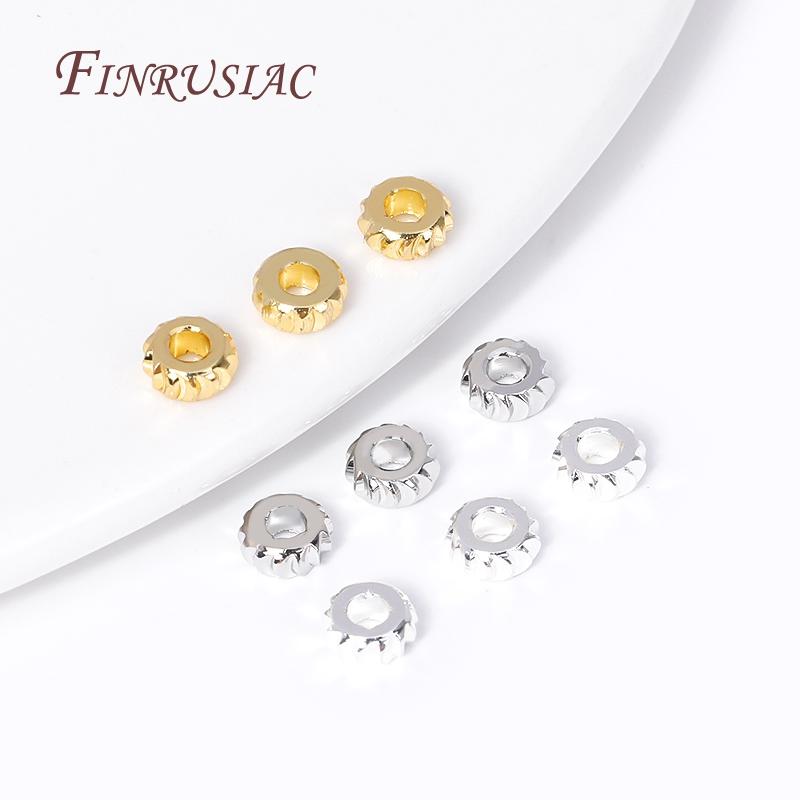 Wholesale Metal Bulk Beads 18K Gold Plated Brass Round Corrugated Spacer Beads For Bracelet Necklace DIY Beading Jewelry Making