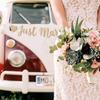 Pre-strung Just Married Banner - No DIY - Gold Glitter Wedding Party Banner in Script - Pre-strung Garland on 6 ft Strand - Gold Wedding Reception