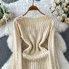 Retro V-Neck Thick-Knit Dress for Women Autumn Winter Elegant Solid Twist Jacqurd Slim Sweater Fishtail Dress
