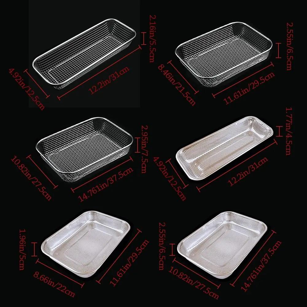 New Stainless Steel Washing basket Square Handles Storage Baskets Vegetable Storage Basket Mesh Colander