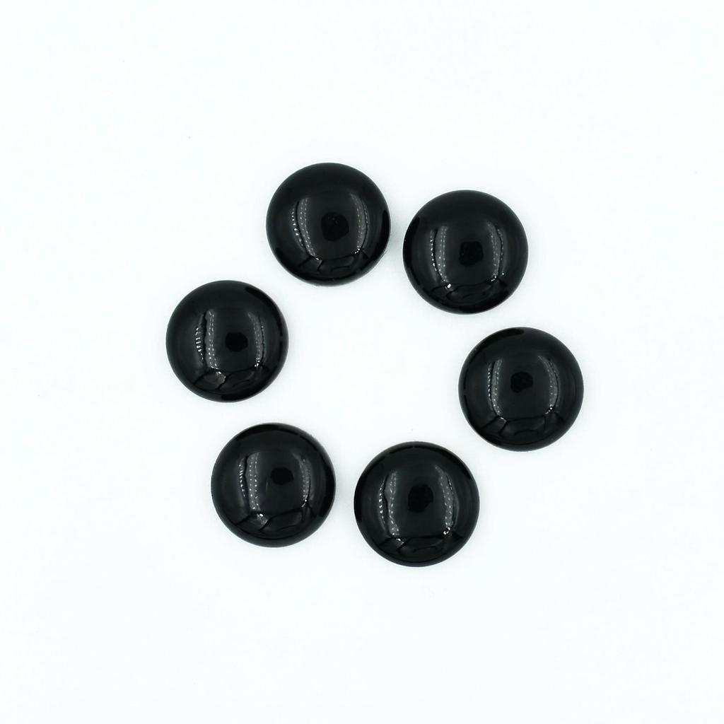 Natural Black Onyx Round Cabochon Loose Gemstones Lot | Black Onyx Cabochons for Jewelry Making 5mm (1 Piece)