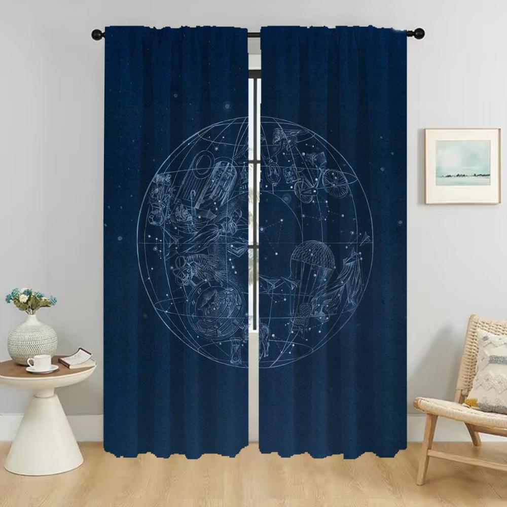 Blackout Curtain for Room 2 Panel Coldplay Anti-mosquito Curtains for Camera Home Interior Curtains Shades Halloween Decoration