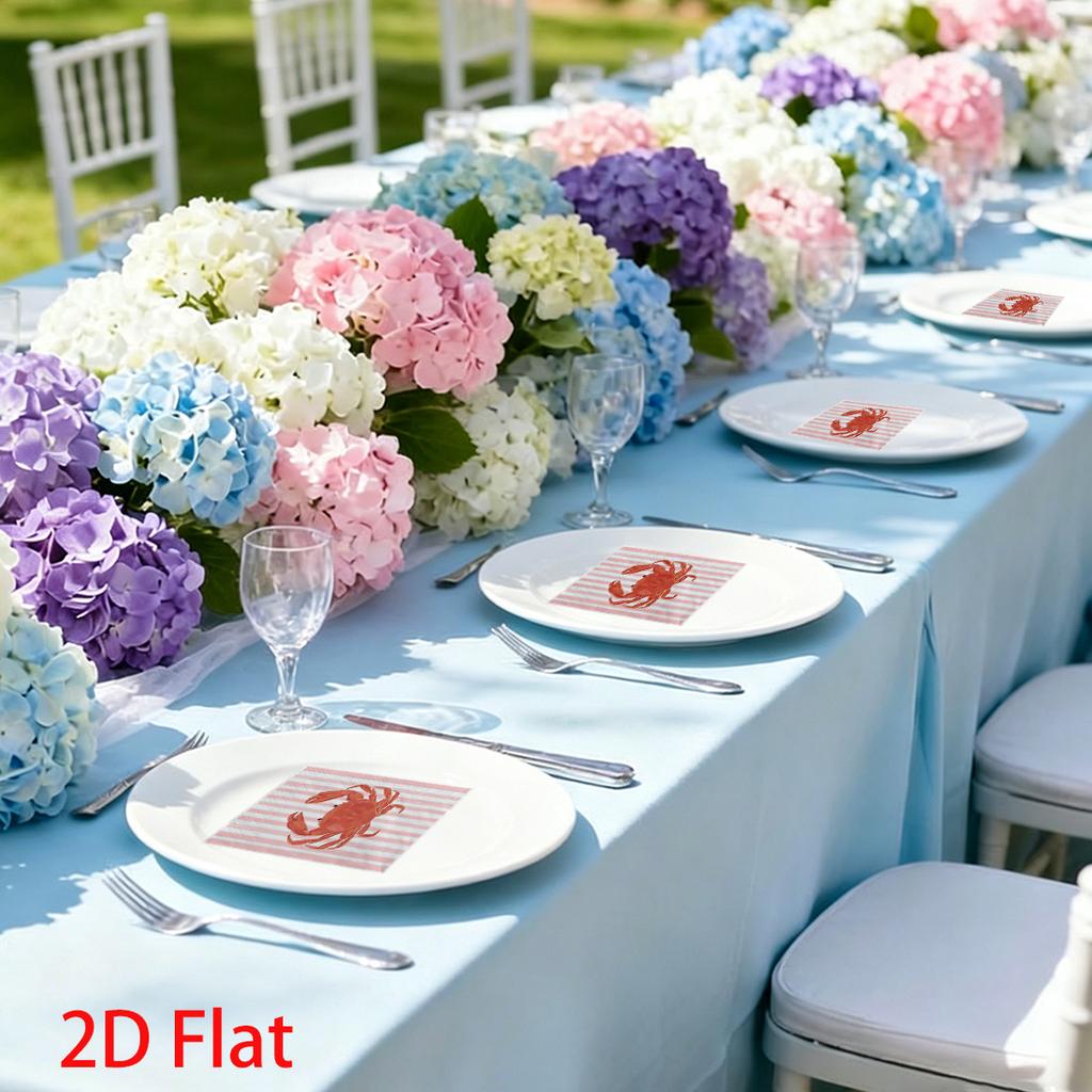 20pcs Disposable Napkins with Crab, Abalone, Seafood Pattern Print for Wedding,Parties,and Daily Use for Thanksgiving Fall Christmas Table Decoration