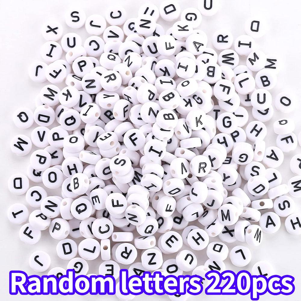 110/220/450Pcs Black On White Alphabet Beads Round Acrylic Letter Beads 7mm White Letter Beads Letters A-Z Beads for Jewellery Crafts(7mm Black-White)
