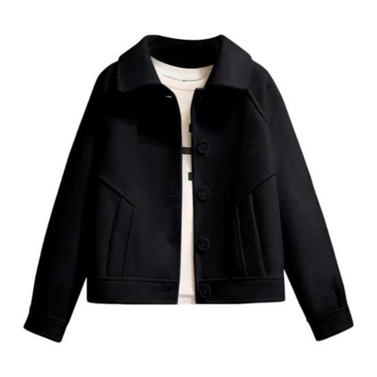 Warm Winter Wool Coat Ladies Hooded Plaid Overcoat Single Breasted Loose Mid Length Thick Jacket with Pockets for Travel Dating Commuting