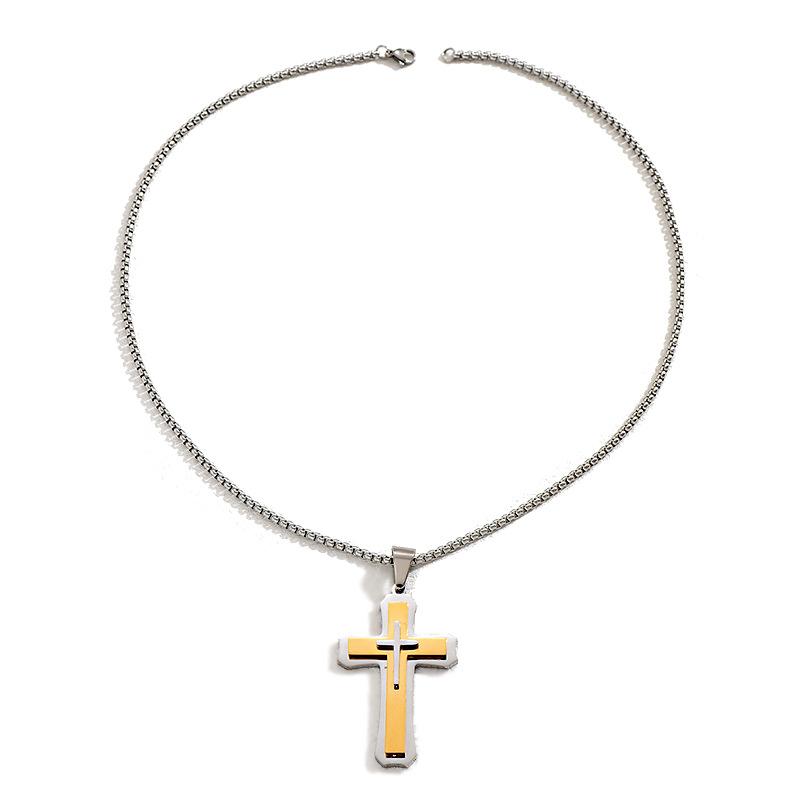 Gold Cross Pendant Necklace, Stylish and Simple Stacking Design Pendant Necklace Gift