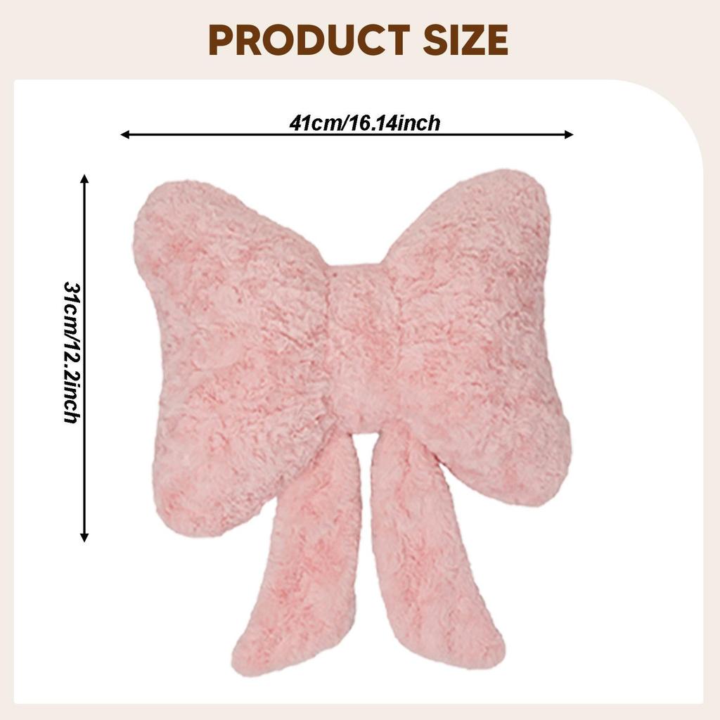Elegant Plush Bow Throw Pillow Soft Seat Cushion Decorative Accent for Sofa Chair Bed Car Dorm Living Room