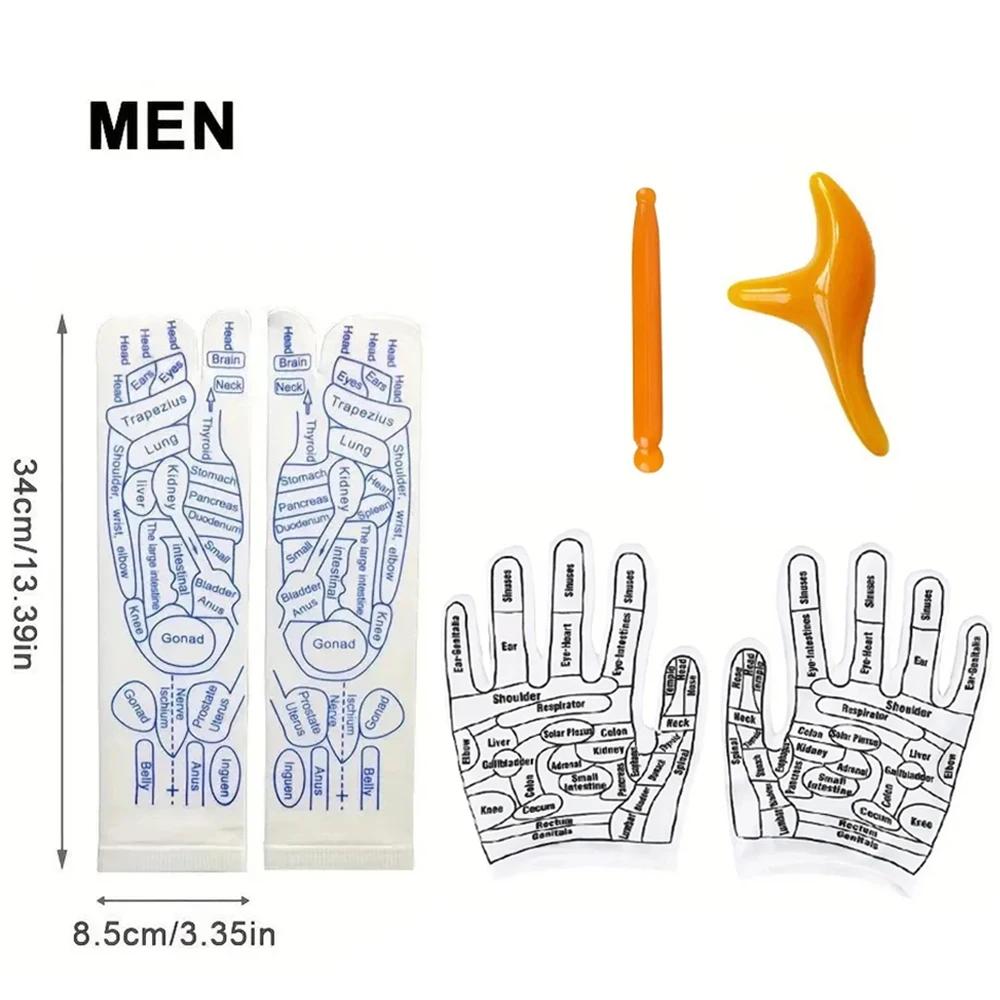 Hand Foot Massage Acupressure Socks Physiotherapy Massage Relieve Tired Feet Reflexology Socks Foot Point Socks English Version