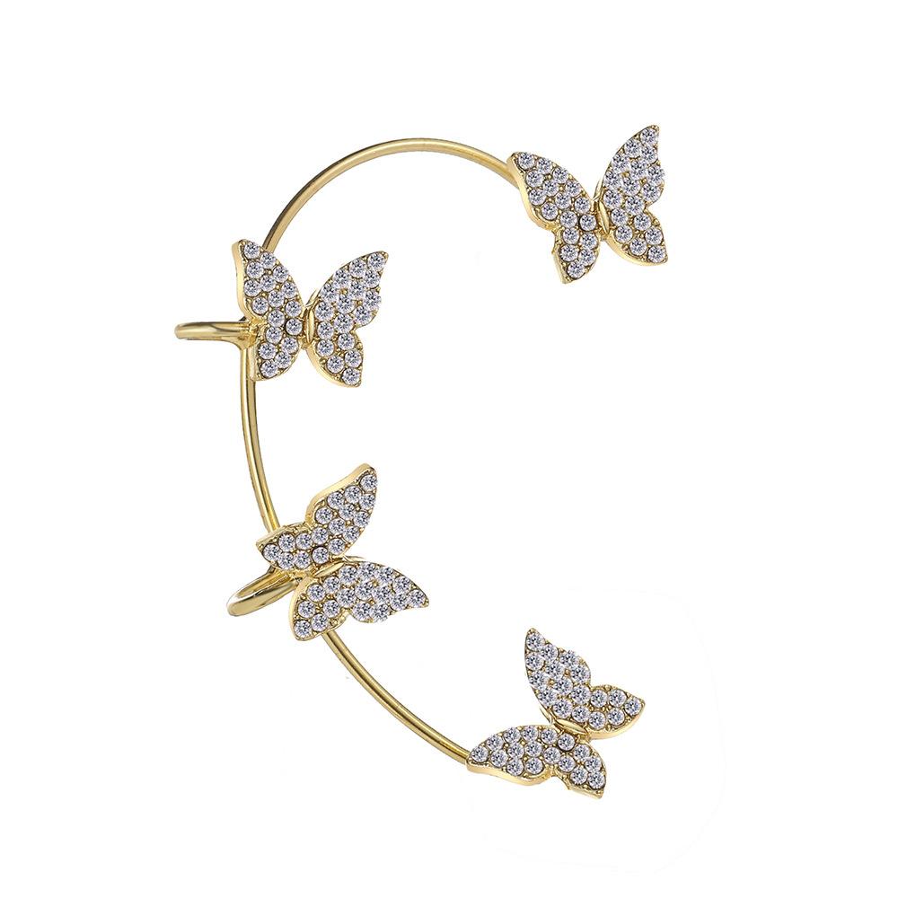 Luxury Shining Zircon Rhinestone Snowflake Ear Cuff Earrings Exquisite Butterfly Leaf Clip on Earrings Women Party Jewelry