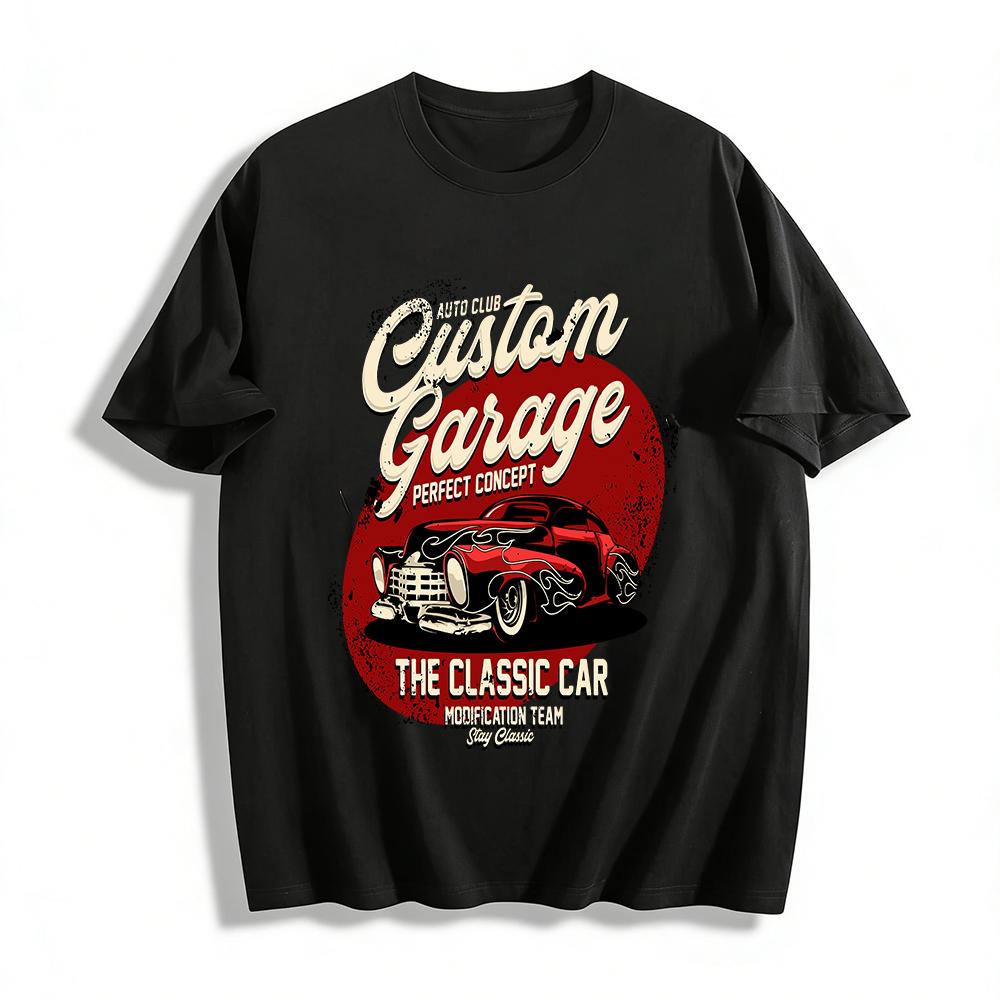 

Custom Garage Classic Hot Rod Graphic Casual Short Sleeve Tee Pure cotton T-shirt XXS