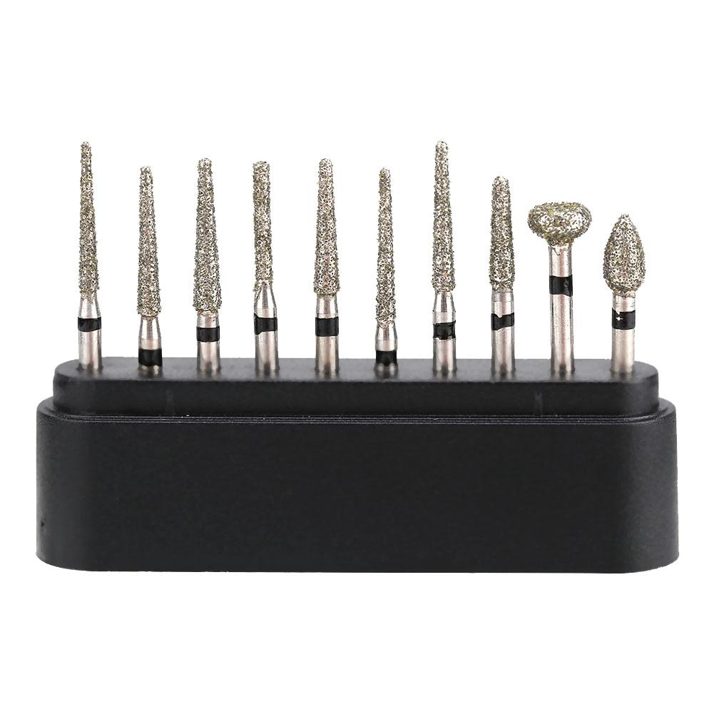10pcs set Dental Diamond Burs FG 1.6mm High Speed Handpiece Emery Bits