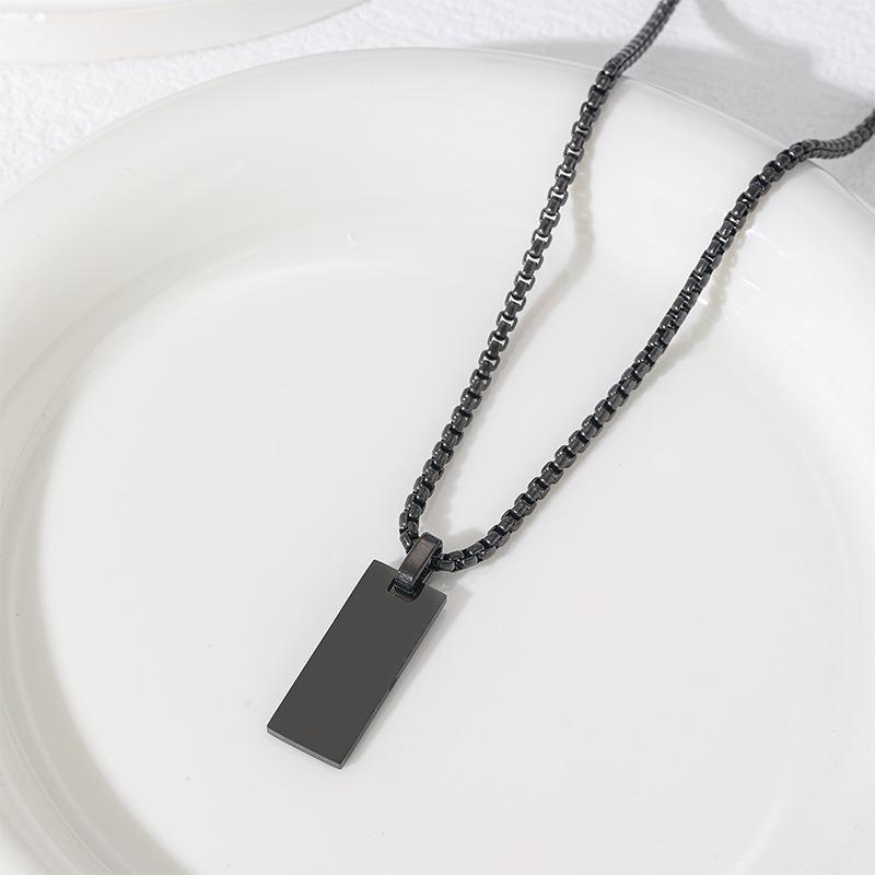 Cross-border Stainless Steel Engraved Pearl Necklace with Square Hole for Festivals