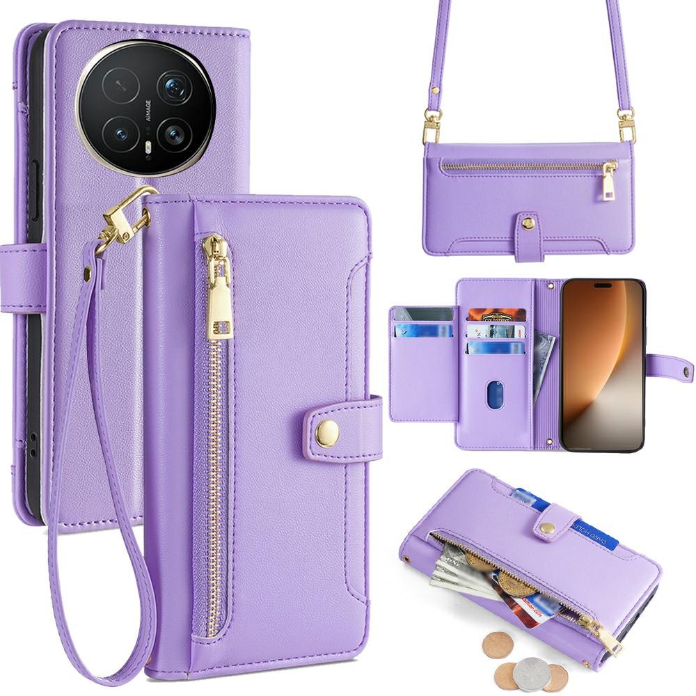 Etui Skórzane z Kieszonką na Zamek Błyskawiczny Portfel Pokrowiec na Telefon z 2 Paskami do Honor Magic8 Pro 5G