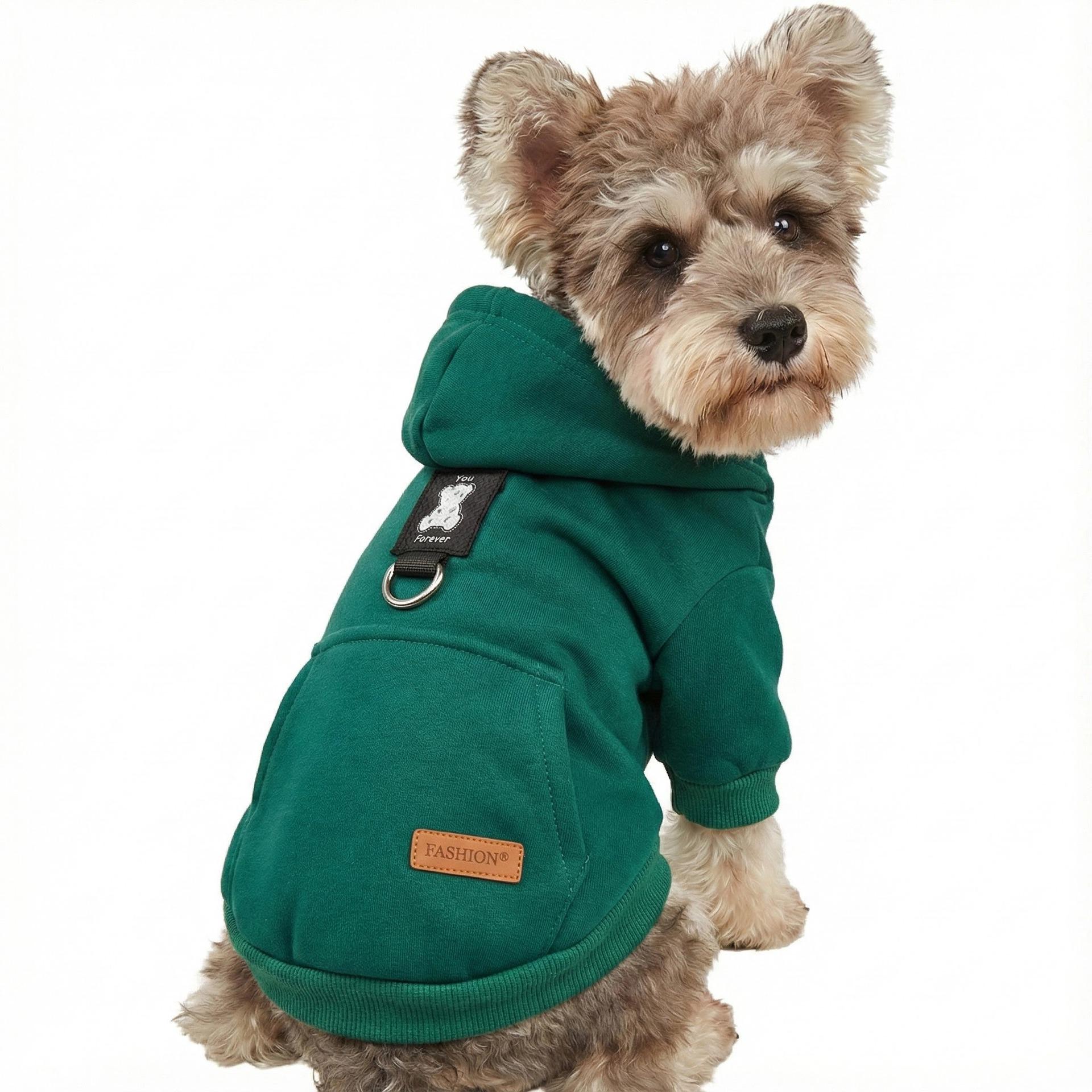

Hooded Autumn/Winter Velvet Sweatshirt for Small & Medium Dogs - Leash-Compatible Pet Apparel for Teddy & Bichon XL