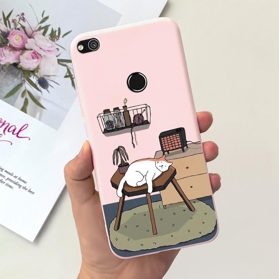 Für Huawei P8 Lite 2017 2015 Hülle P9 Lite 2017 Huawei GR3 2017 Honor 8 Lite Abdeckung Weiches Silikon Matt Süßigkeit Funda Schwarze Katze Ente