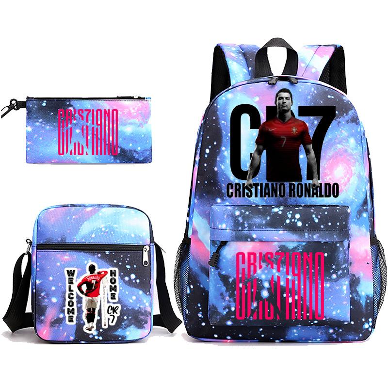 2023C Luo Surrounding Character Printed Backpack Three-piece Student School Bag + Shoulder Bag + Pencil Case Set