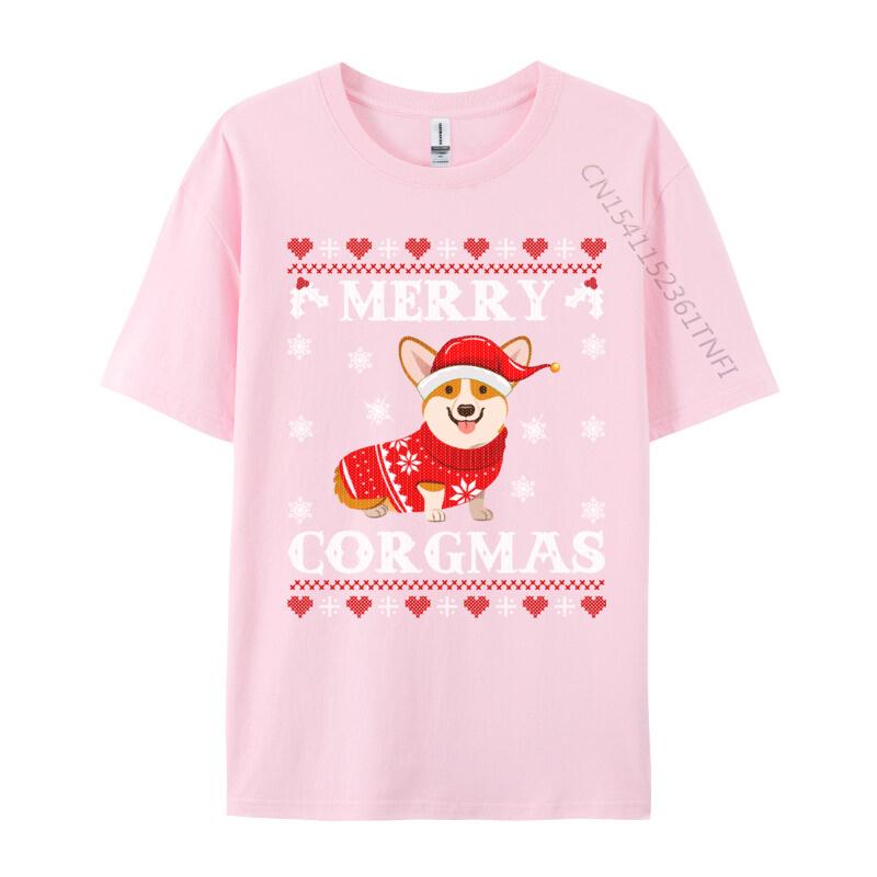 Corgi Dog Merry Corgmas Santa Corgi Ugly Christmas Sweater Cotton T-Shirt Leisure Tees Tops Clothes Camisas