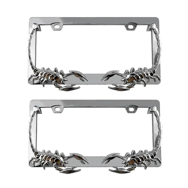 2pc Animal Chain Skeleton Shape Personalized Creative License Plate Frame ABS N Standard Vehicle Plate Holder