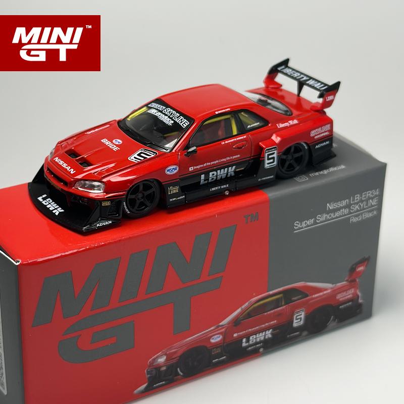 ACY1  MINIGT 1:64 Nissan ER34 LB Super Silhouette SKYLINE Красный/Черный MGT литой автомобиль модель 843