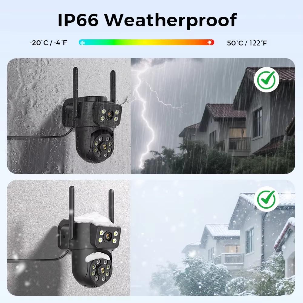 4K 8MP WiFi Surveillance Camera 4MP 4X Digital Zoom PTZ IP Dual Lens AI Human Detect Outdoor Security Camera ICSEE App