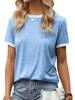 Women's Color Block Short Sleeve Crew Neck Lightweight Top with Contrast Trim
