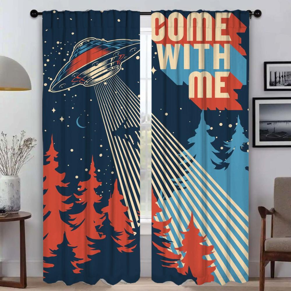 

Шторы Детская Комната Внеземные Блэкаут Шторы для Комнаты 2 Панели Домашний Интерьер Шторы Жалюзи Украшение на Хэллоуин Гостиная W50xH70cmx2pcs-CL