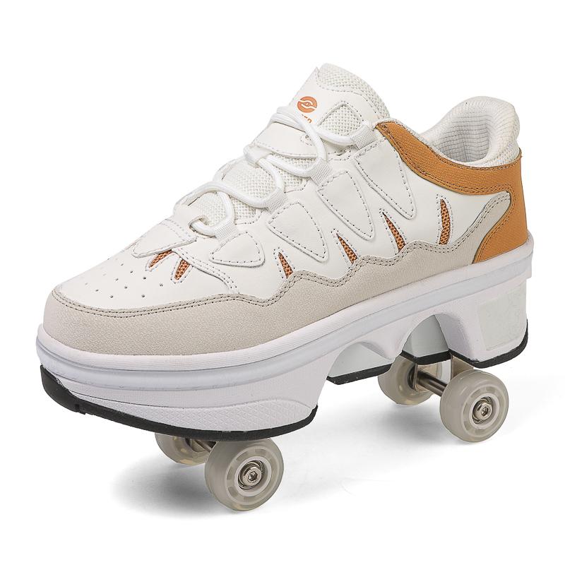 

Kids Automatic Pop-up Skates 4 Wheel Roller Shoes Boys Girls Casual Wheeled Sneakers With Wheels Dual-purpose Skating Shoes 33Foot length21.5cm