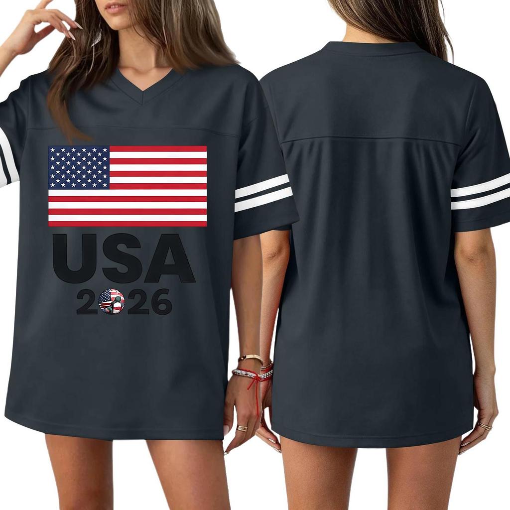 Women's Casual & Stylish V-Neck Sports — Print Short-Sleeve Athletic T-Shirt Top