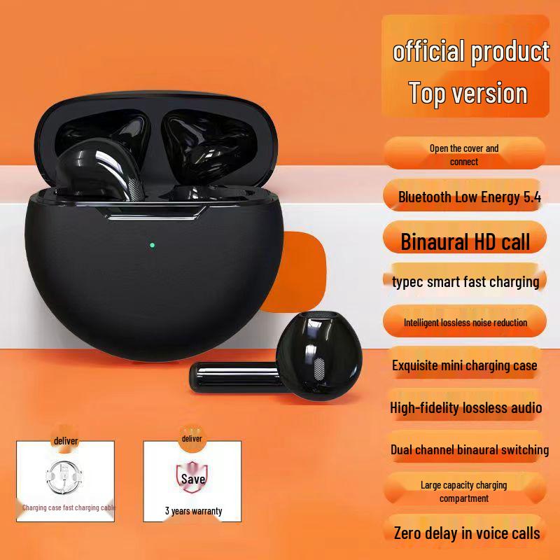 Pro6 Bluetooth Wireless TWS Headphones, 6th Gen, Noise Cancelling, Touch Controls, Ultra-Long Battery, Bluetooth 5.3 Dual Earbuds
