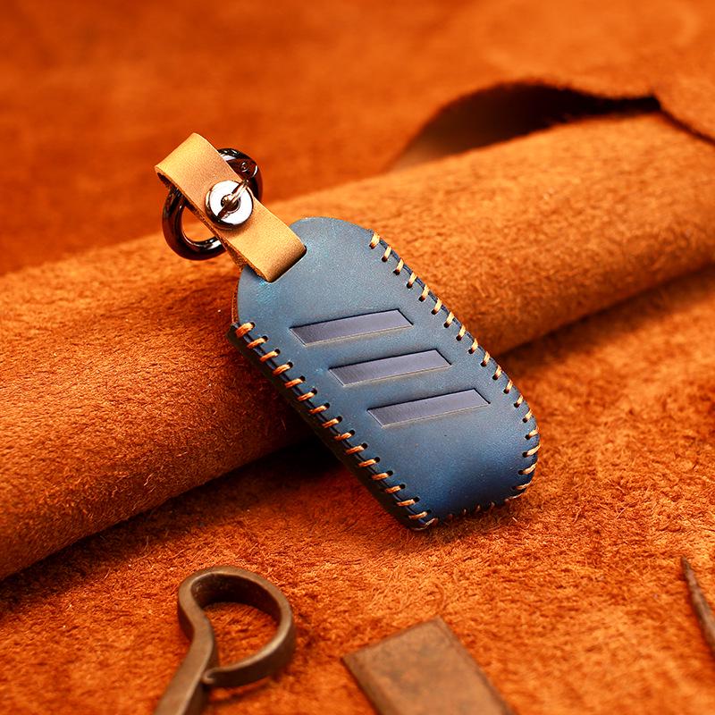 Handmade Leather Key Bag for Kia K5/Zhipao 19 K3 - Personalized Crazy Horse Style