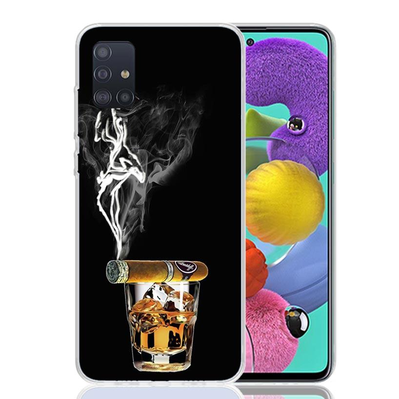 Cigar Whiskey Ice Drink Phone Case For Samsung Galaxy A52 A32 A22 A12 A02S A50S A30S A51 A31 AA71 Note 20 Ultra 10 S10 Plus Gala