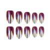 Electroplated Iridescent Cat Eye Almond Stiletto Nail Tips - Wearable Pre-made False Nails for Art.