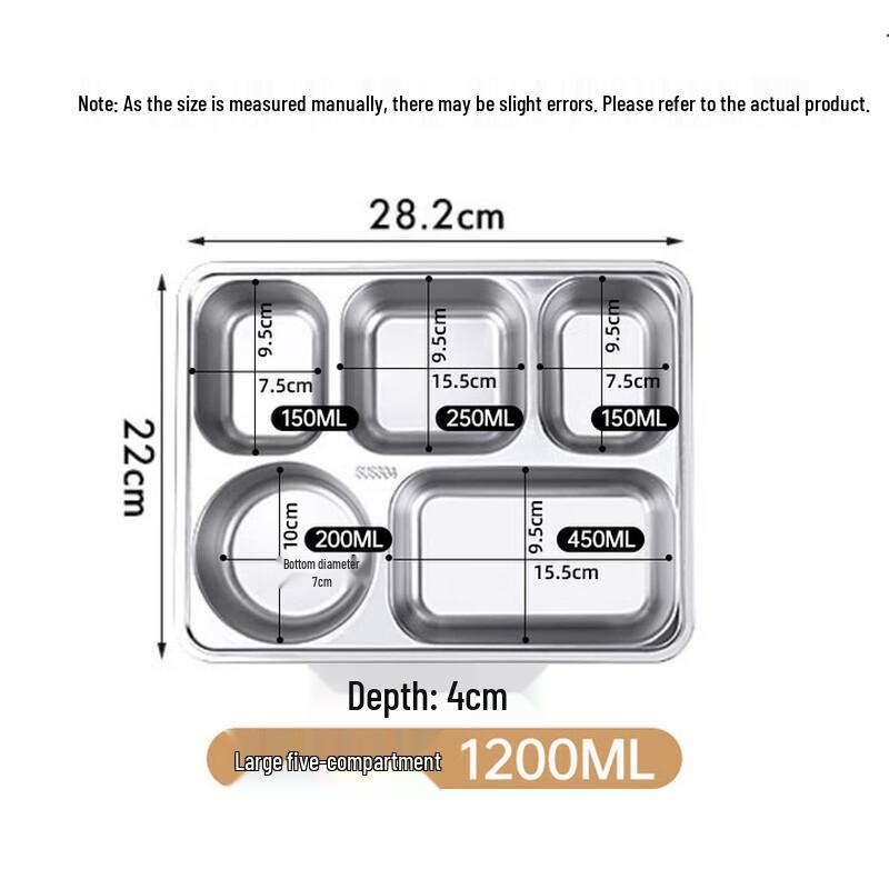 ZLIII 304 Stainless Steel Divided Lunch Tray