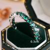 Single Row Green Crystal Small Round Stone Rings For Women Vintage Trendy Gold Color Wedding Band Bridal Jewelry Engagement Gift