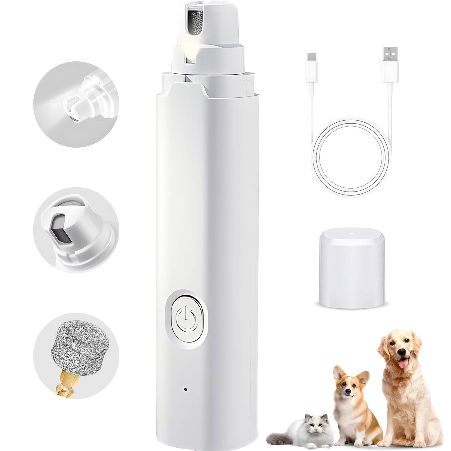 

SZXYMUQI Electric Dog and Cat Nail Clippers with LED Powerful USB Painless Paw Grooming and Smoothing Low Low for and Small Dogs and Cats Light, белый