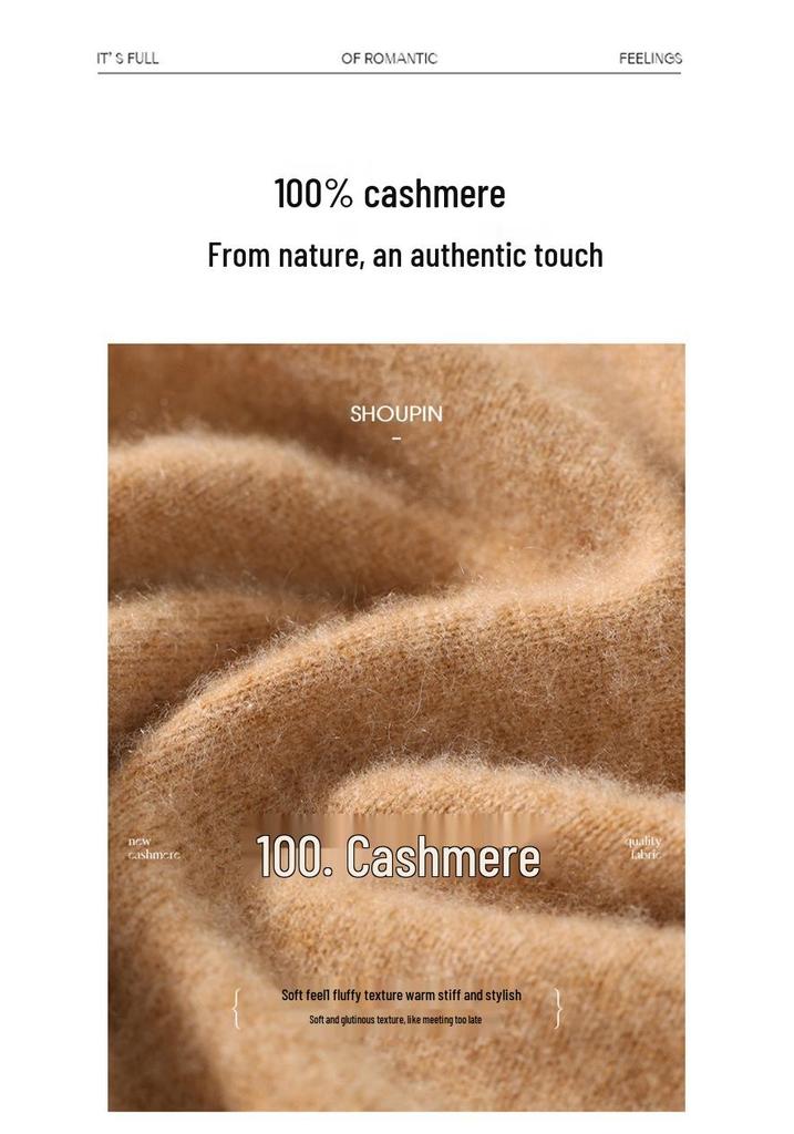 Women's High Neck Loose Fit 100% Pure Cashmere Sweater - Warm Knit Pullover